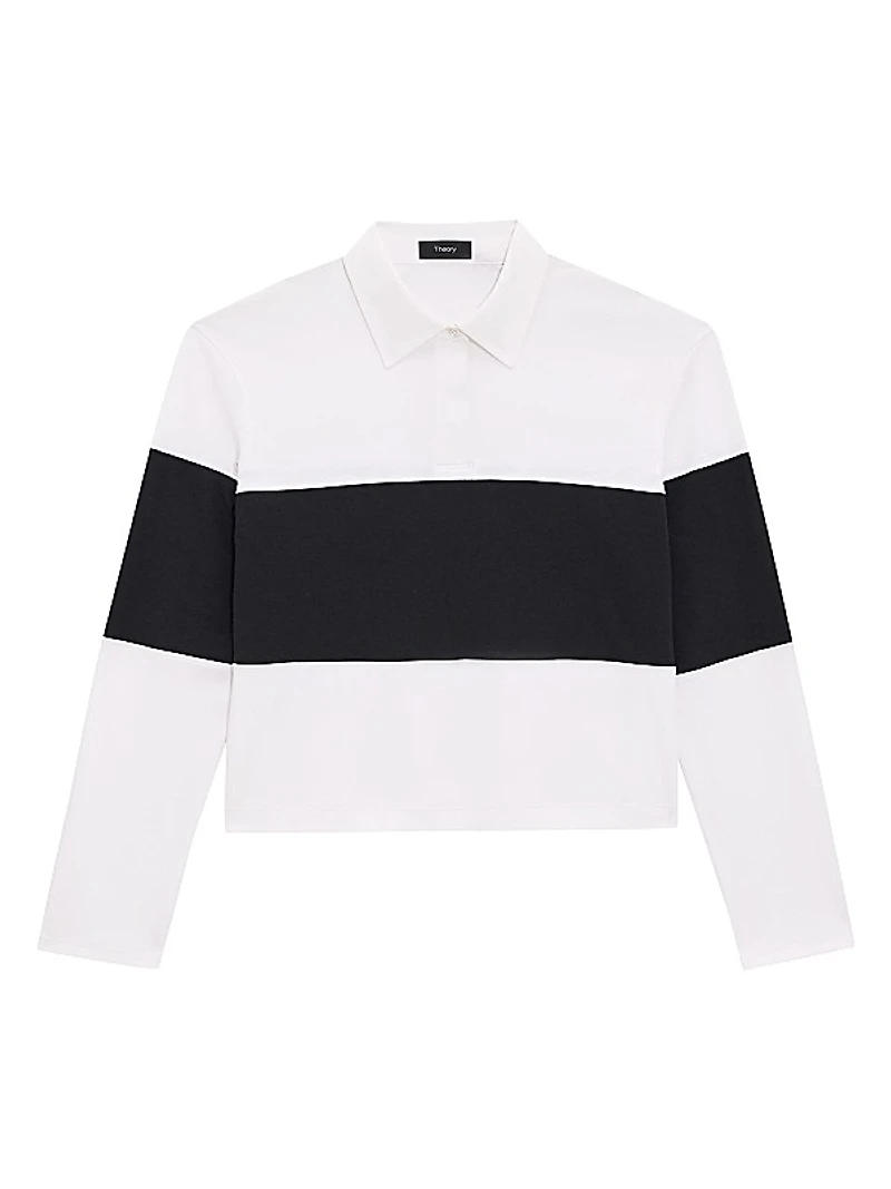 Striped Cotton Crop Polo Shirt