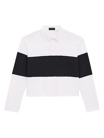 Striped Cotton Crop Polo Shirt