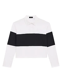 Striped Cotton Crop Polo Shirt