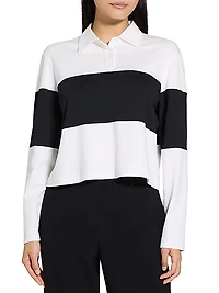 Striped Cotton Crop Polo Shirt