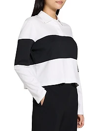 Striped Cotton Crop Polo Shirt