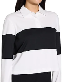Striped Cotton Crop Polo Shirt