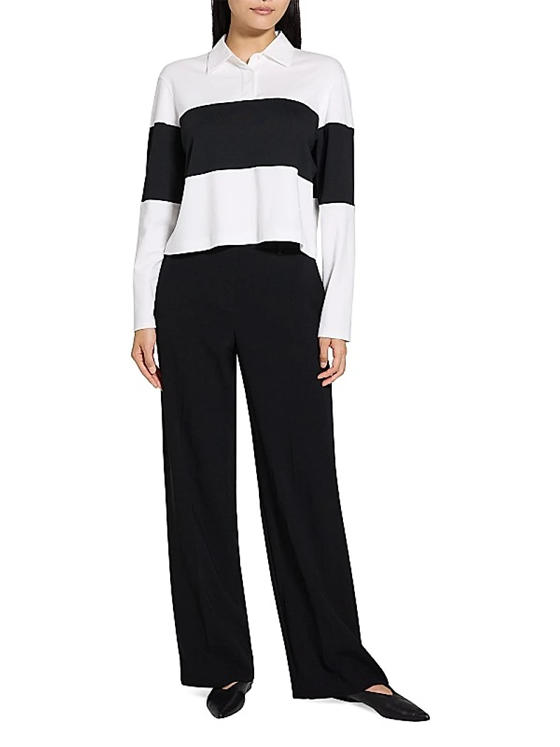 Striped Cotton Crop Polo Shirt