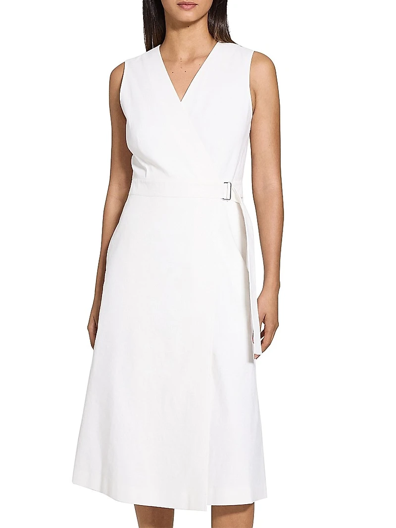 Sleeveless Fit& Flare Wrap Dress