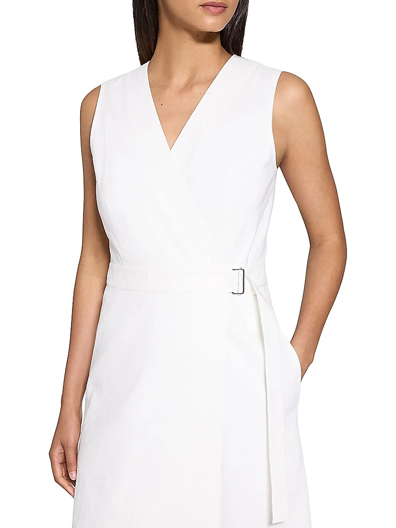 Sleeveless Fit& Flare Wrap Dress