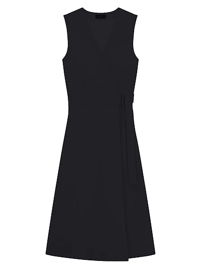 Linen Sleeveless Fit & Flare Wrap Dress