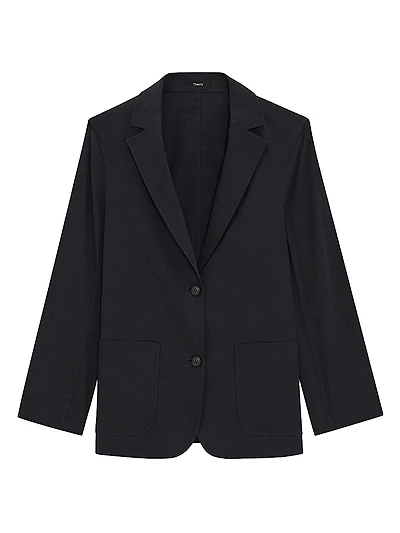 Relaxed Single-Breasted Patch Pocket Jacket