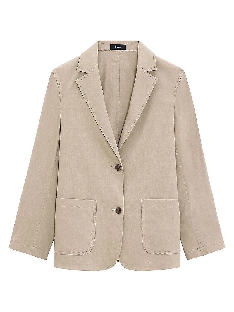 Relaxed Single-Breasted Patch Pocket Jacket