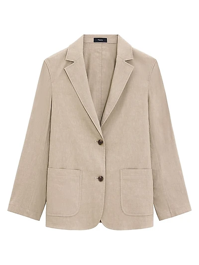 Relaxed Single-Breasted Patch Pocket Jacket