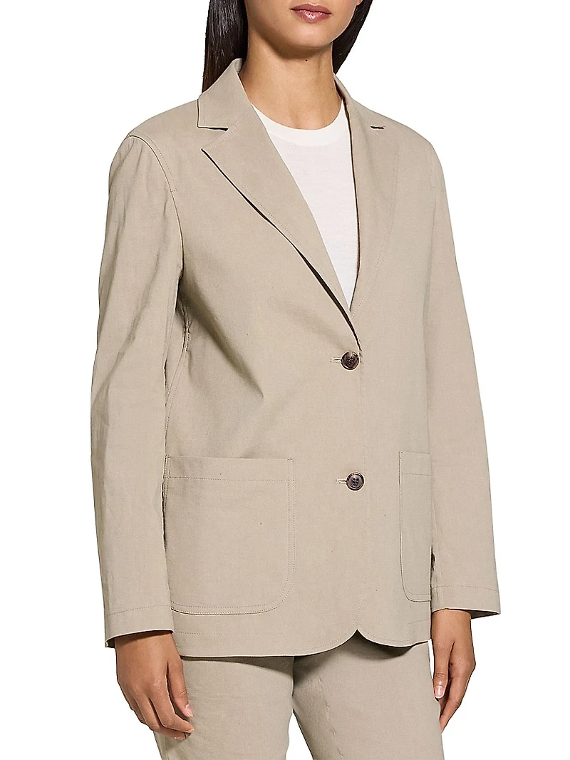 Relaxed Single-Breasted Patch Pocket Jacket
