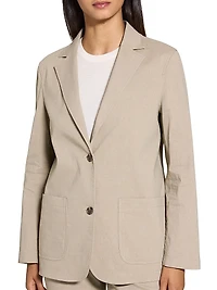 Relaxed Single-Breasted Patch Pocket Jacket