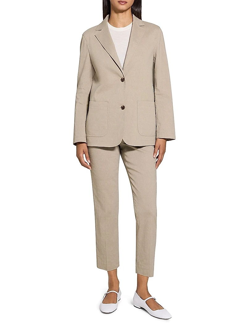 Relaxed Single-Breasted Patch Pocket Jacket