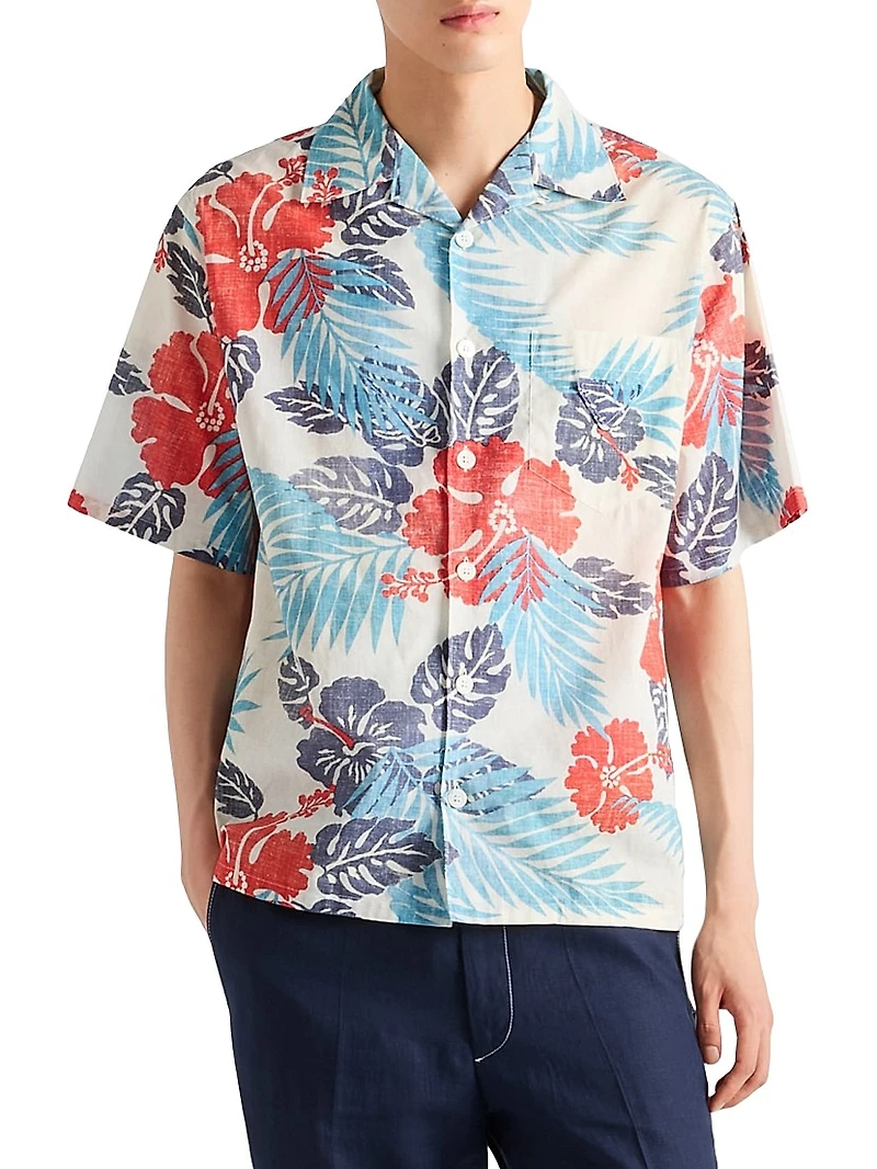 Printed Cotton Bowling Shirt