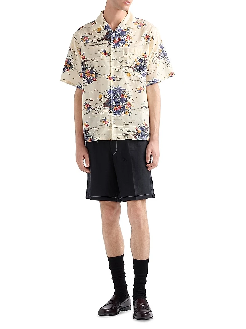 Printed Cotton Bowling Shirt