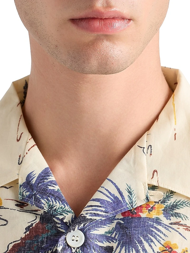 Printed Cotton Bowling Shirt