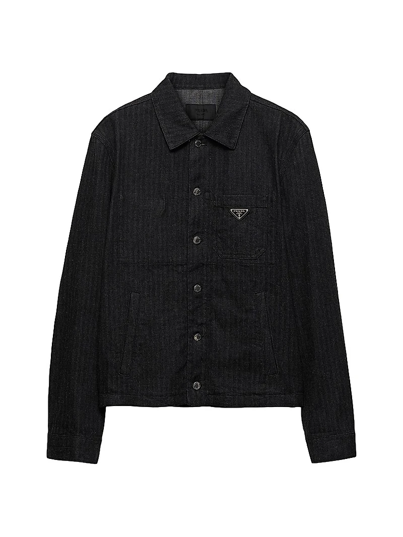Chevron Denim Blouson Jacket