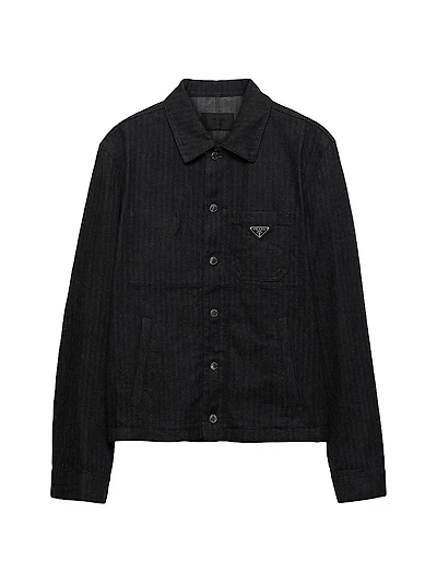 Chevron Denim Blouson Jacket