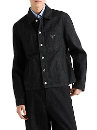 Chevron Denim Blouson Jacket