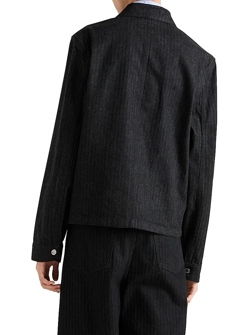 Chevron Denim Blouson Jacket