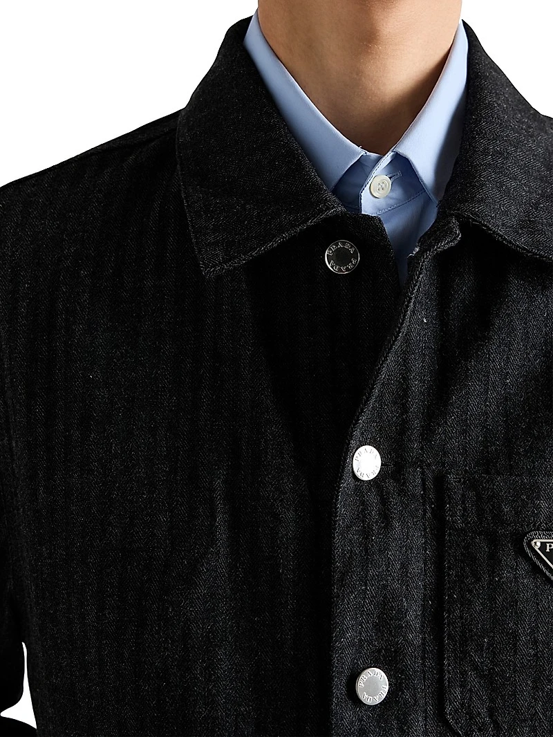 Chevron Denim Blouson Jacket