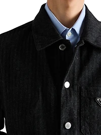 Chevron Denim Blouson Jacket