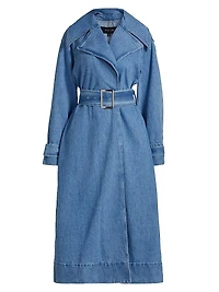 Chloe Washed-Denim Belted Trench Coat