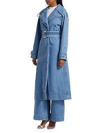 Chloe Washed-Denim Belted Trench Coat
