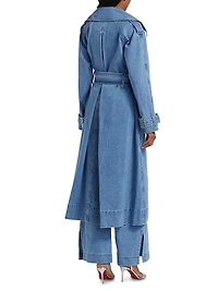 Chloe Washed-Denim Belted Trench Coat