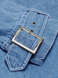 Chloe Washed-Denim Belted Trench Coat