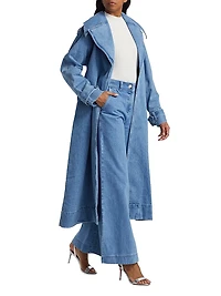 Chloe Washed-Denim Belted Trench Coat