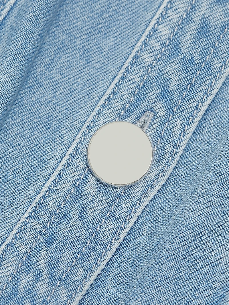 Palmer Washed-Denim Button-Front Midi-Dress