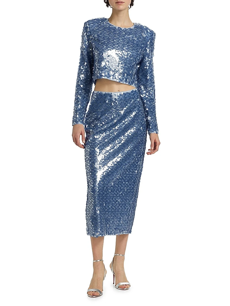 Anaya Sequined Long-Sleeve Top