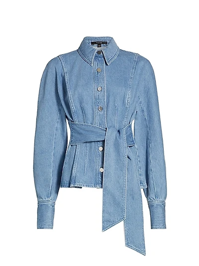 Mina Washed Denim Belted Shirt