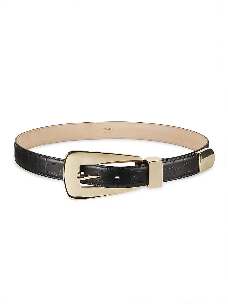 Lucca Leather Oversized Buckle Belt