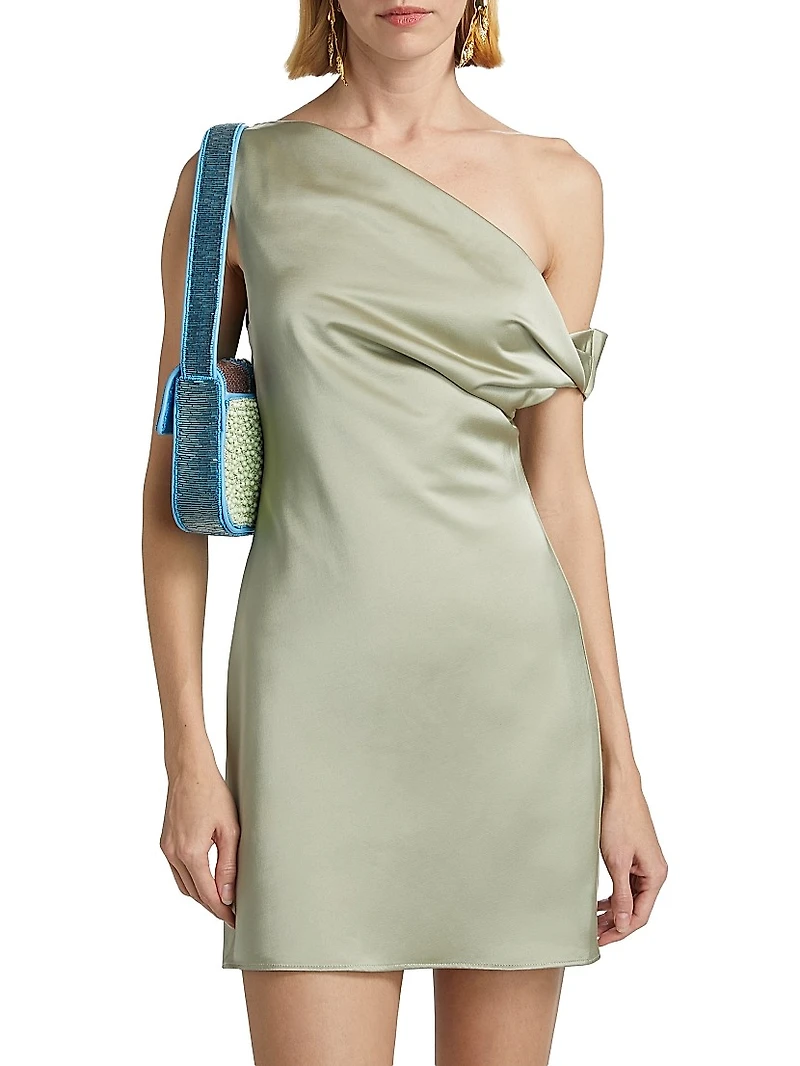 Becca Satin One-Shoulder Minidress