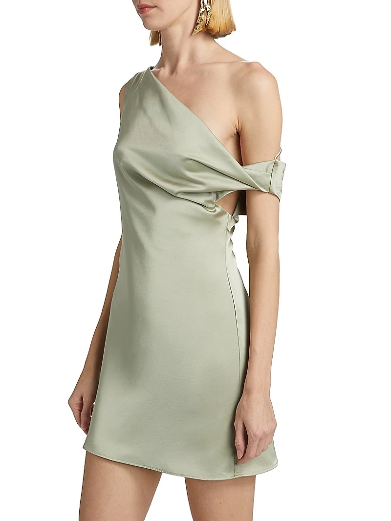 Becca Satin One-Shoulder Minidress