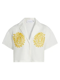 Carly Embroidered Linen-Blend Shirt