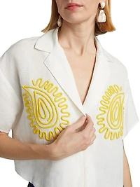 Carly Embroidered Linen-Blend Shirt