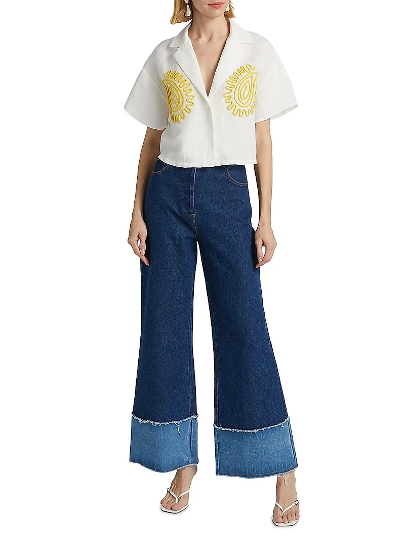 Carly Embroidered Linen-Blend Shirt