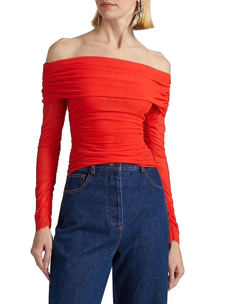 Tillie Mesh Off-The-Shoulder Top