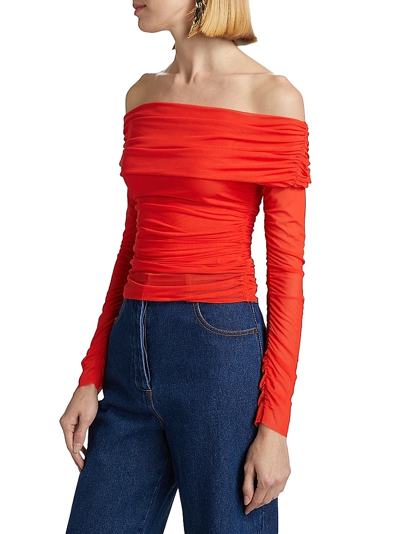 Tillie Mesh Off-The-Shoulder Top