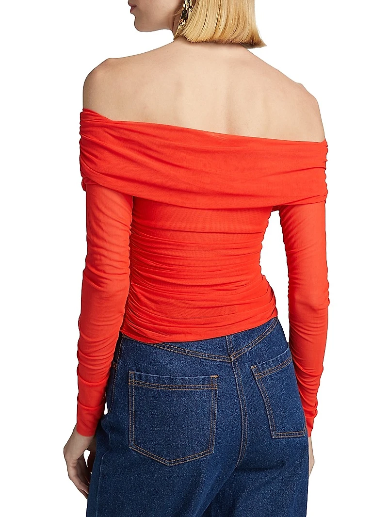 Tillie Mesh Off-The-Shoulder Top