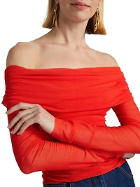 Tillie Mesh Off-The-Shoulder Top