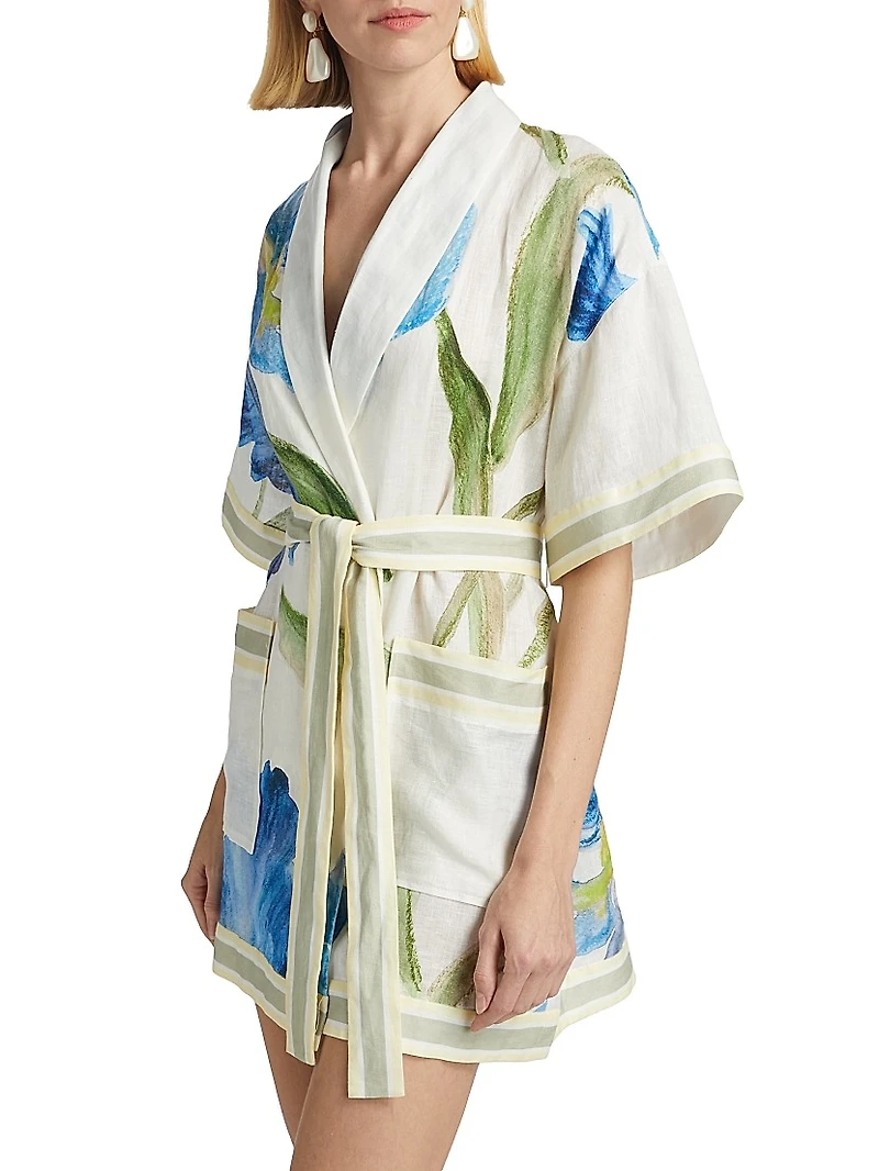 Greer Floral Wrap Tie-Waist Minidress