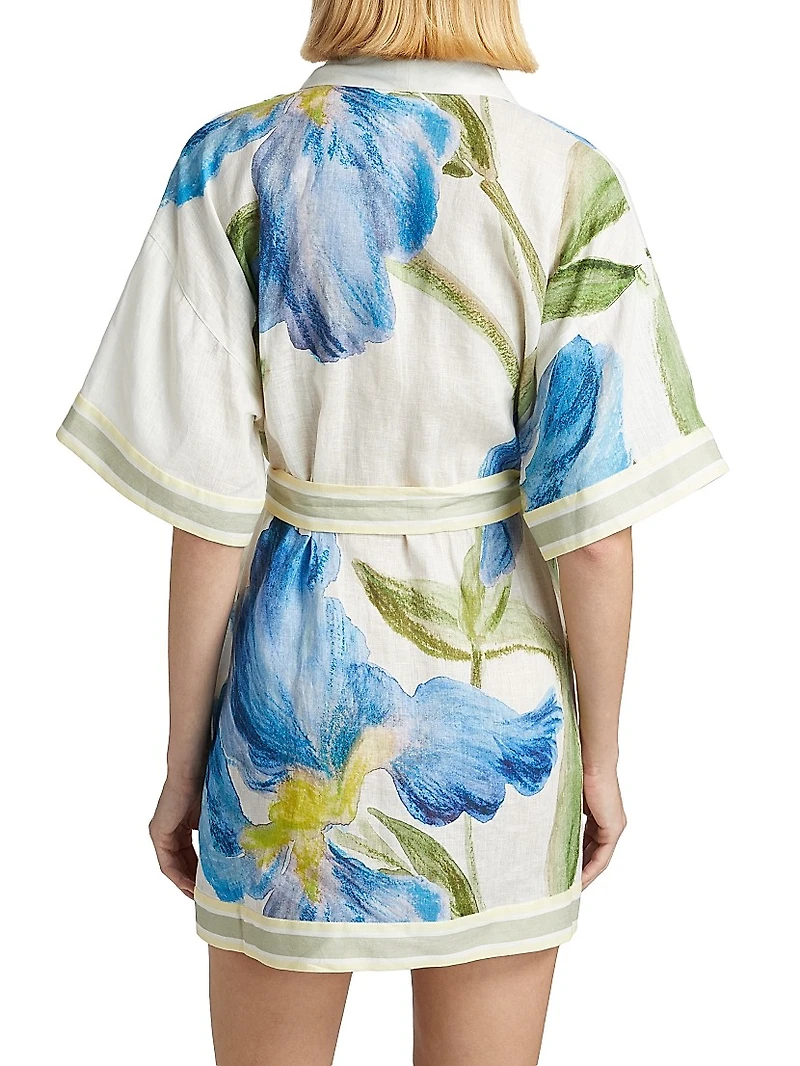 Greer Floral Wrap Tie-Waist Minidress