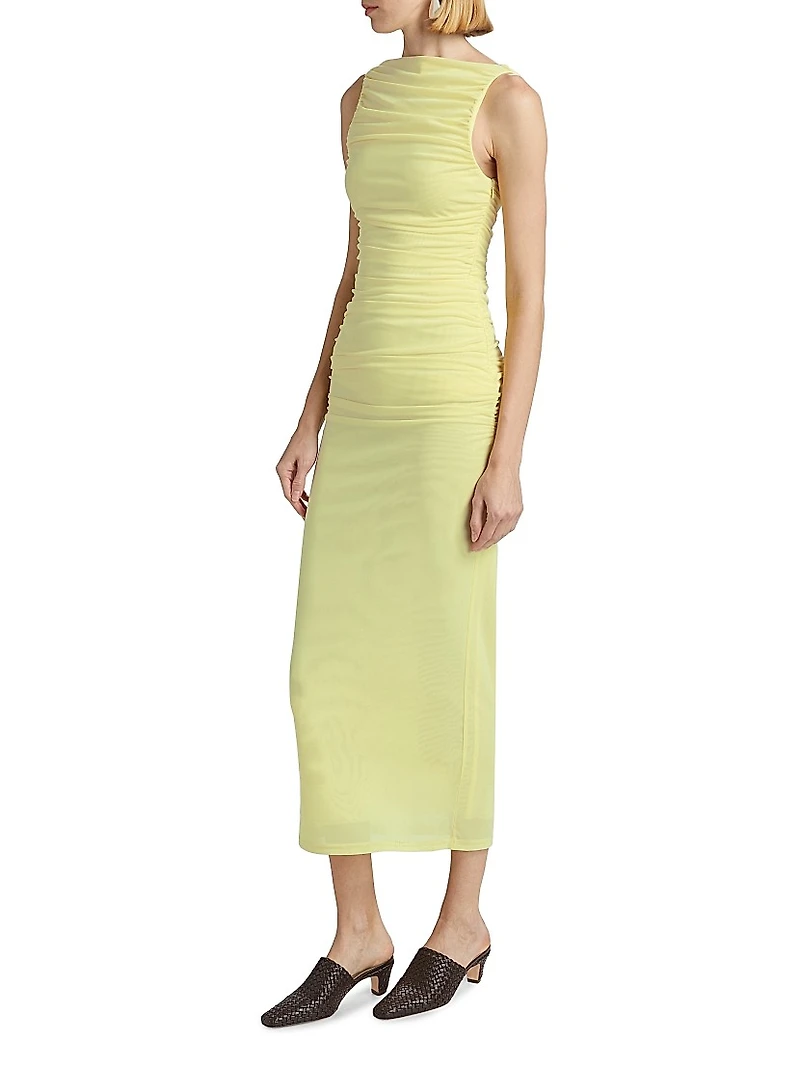 Whitney Ruched Sleeveless Midi-Dress