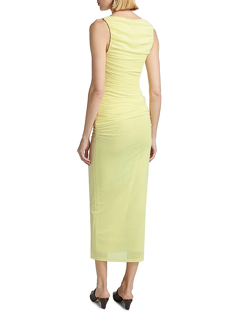 Whitney Ruched Sleeveless Midi-Dress