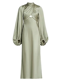 Becca Satin Gathered Maxi Dress