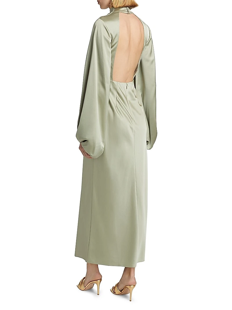 Becca Satin Gathered Maxi Dress