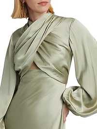 Becca Satin Gathered Maxi Dress